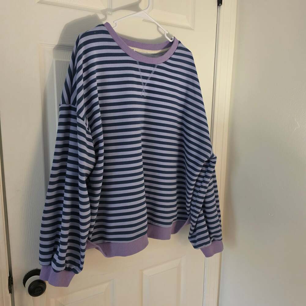 Women's Purple and Blues Striped Oversized 2XL Sweatshirt